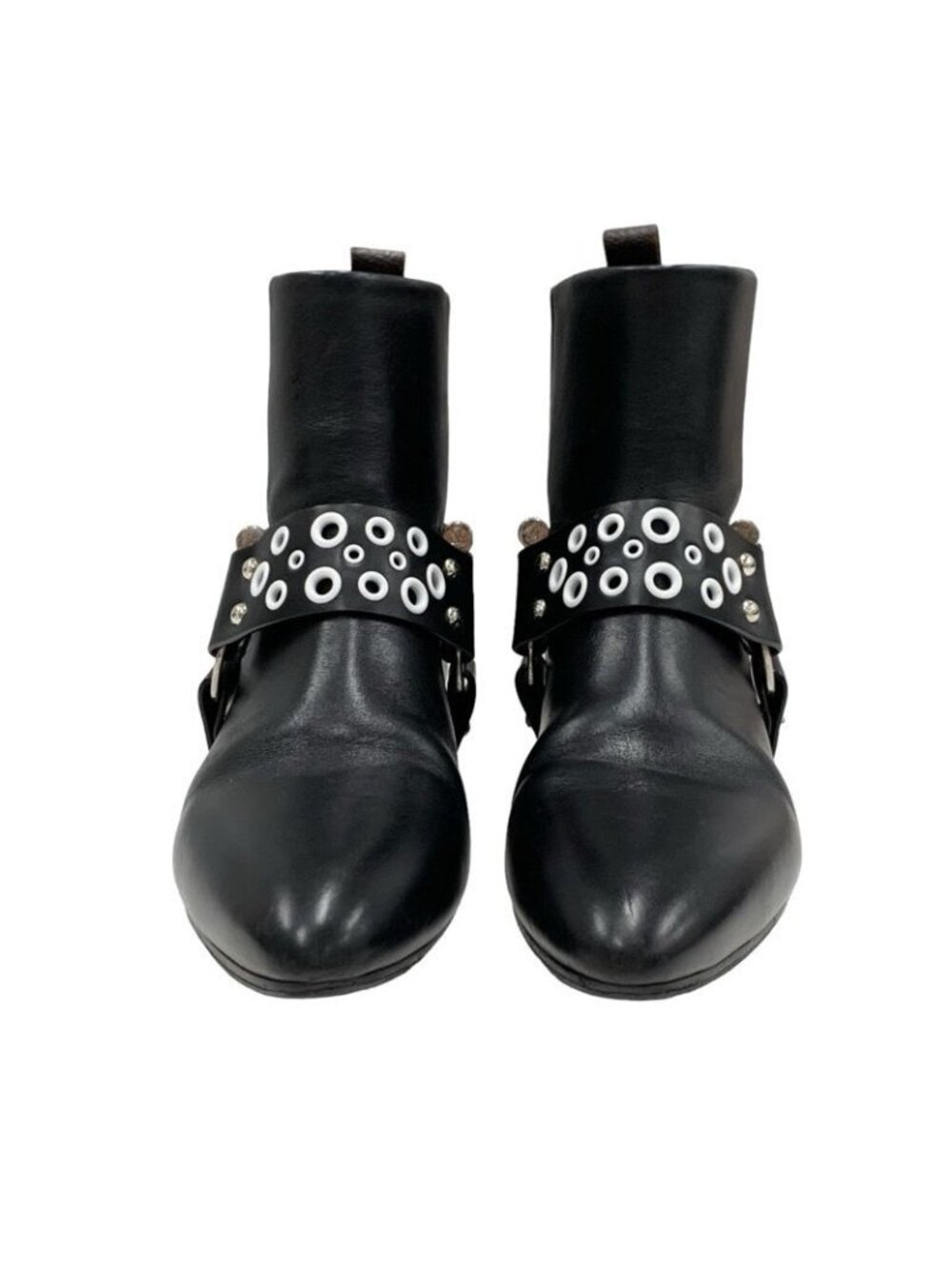 Louis Vuitton Rhapsody Line Boots Short Shoes Leather Black White Hole - Picture 2 of 9